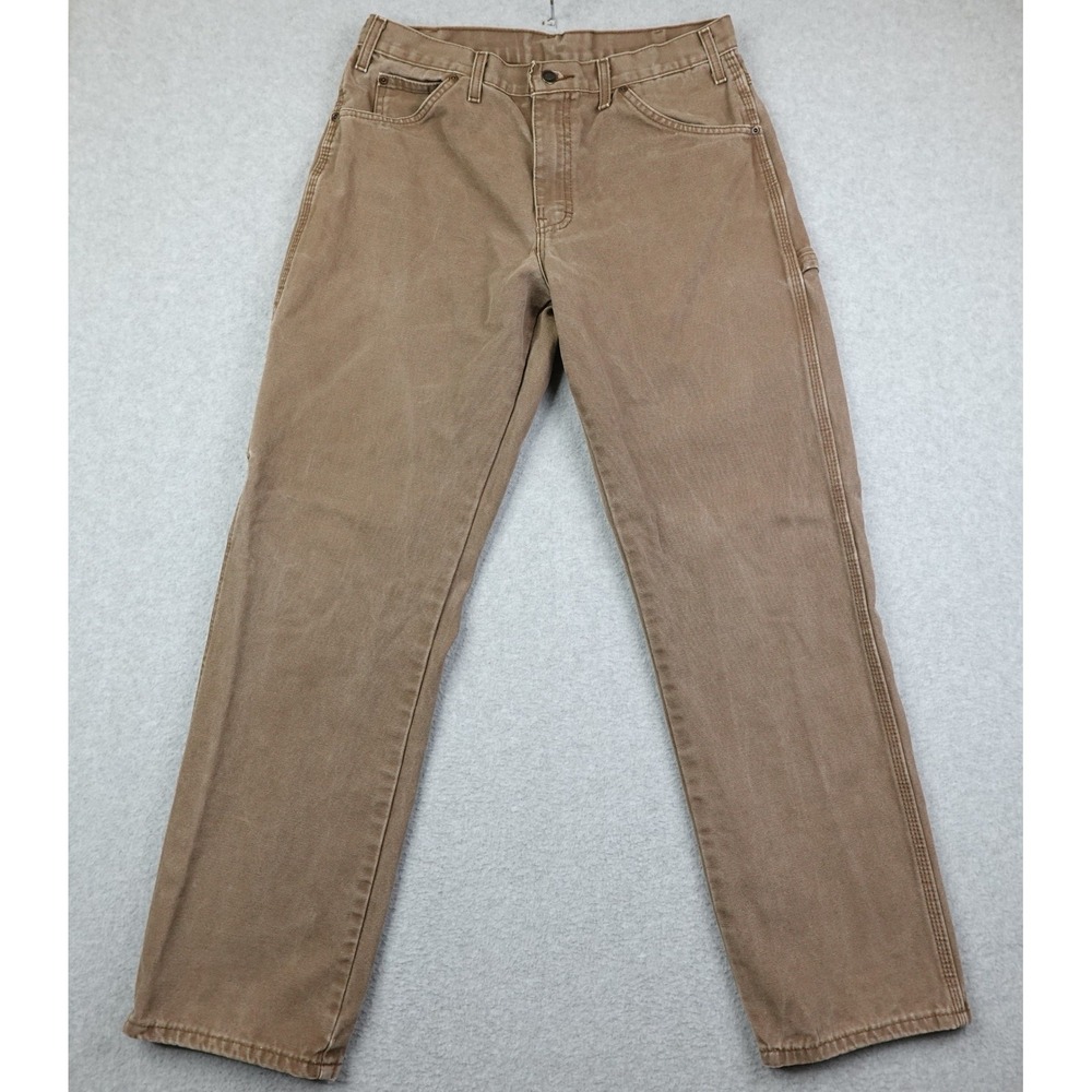Dickies Relaxed Fit Carpenter Pants Mens 33x32 Brown Cotton Canvas Utility Work